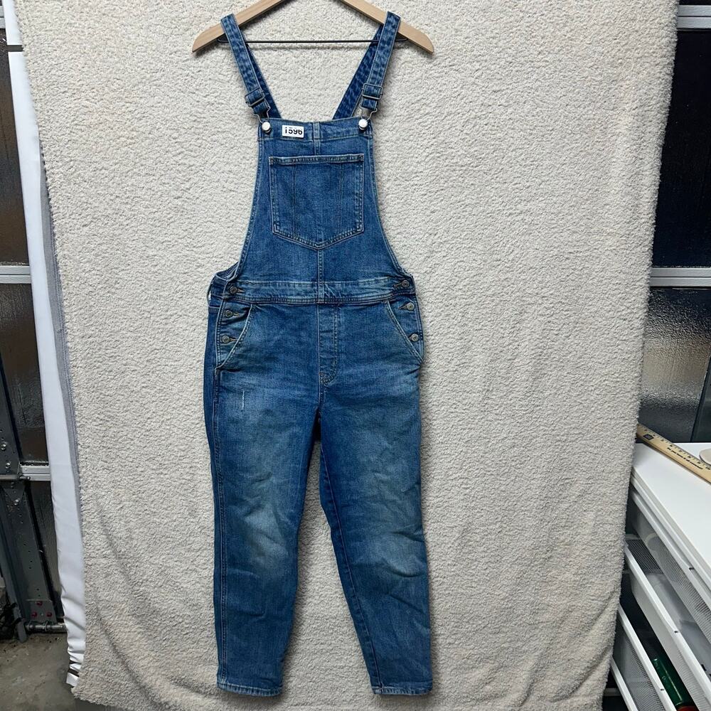 Old Navy Women’s Size 8 Blue Denim Overalls Margarita Straight Leg Stretch